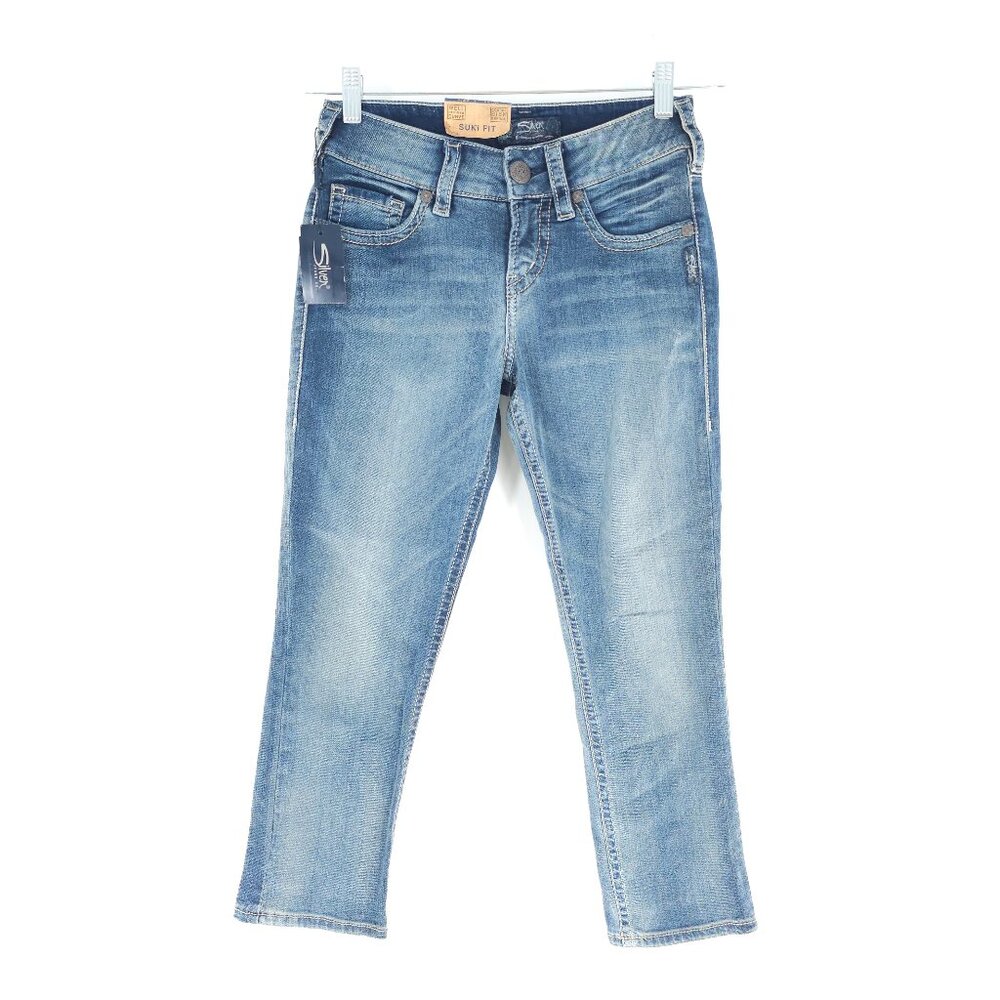 Silver Jeans Suki Women Jean Mid Rise Capri Relaxed Color Blue Size 25x23 - NWT